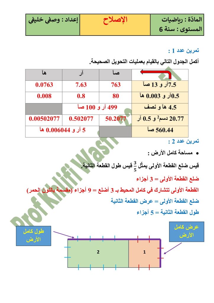 التصرف في وحدات قيس المساحة